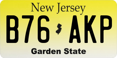 NJ license plate B76AKP