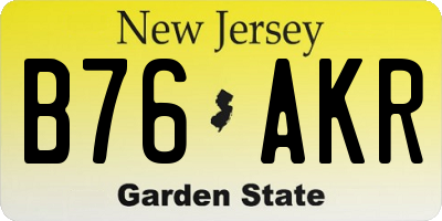 NJ license plate B76AKR