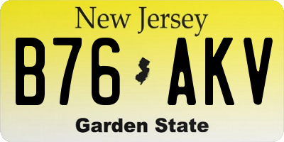 NJ license plate B76AKV