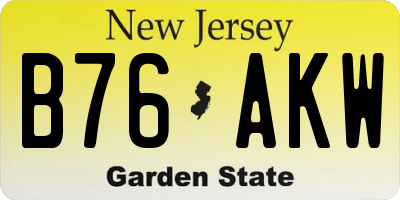 NJ license plate B76AKW