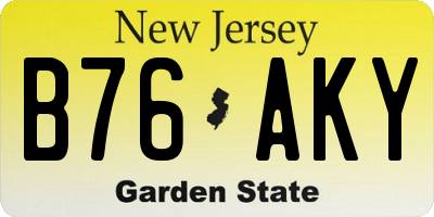NJ license plate B76AKY