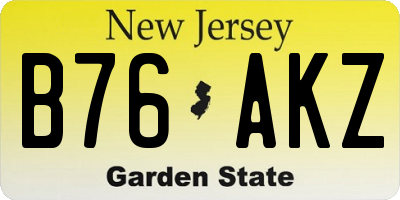 NJ license plate B76AKZ