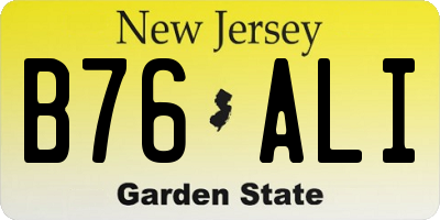 NJ license plate B76ALI