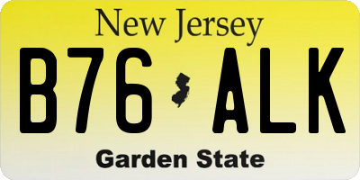NJ license plate B76ALK