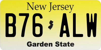 NJ license plate B76ALW