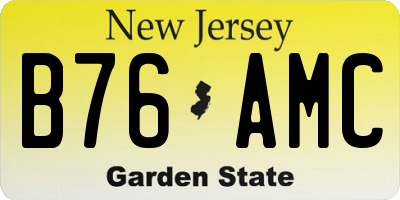 NJ license plate B76AMC
