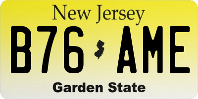 NJ license plate B76AME