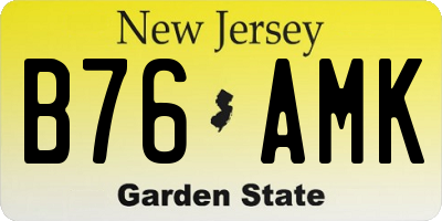 NJ license plate B76AMK