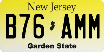 NJ license plate B76AMM