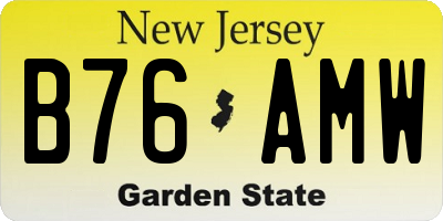 NJ license plate B76AMW