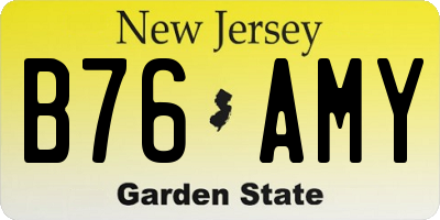 NJ license plate B76AMY