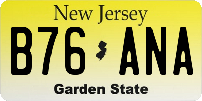 NJ license plate B76ANA
