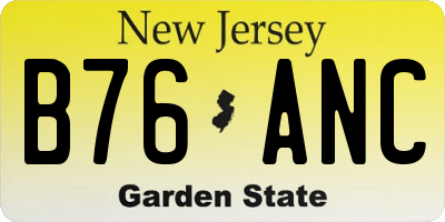 NJ license plate B76ANC
