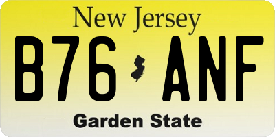 NJ license plate B76ANF