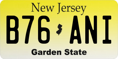 NJ license plate B76ANI