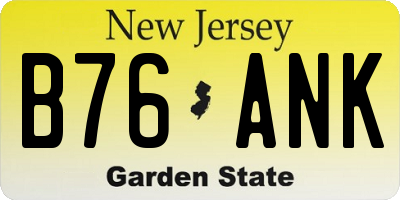 NJ license plate B76ANK