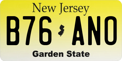NJ license plate B76ANO