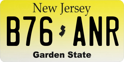 NJ license plate B76ANR