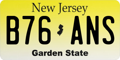 NJ license plate B76ANS