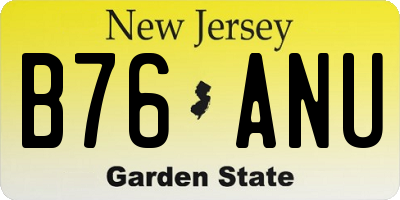NJ license plate B76ANU
