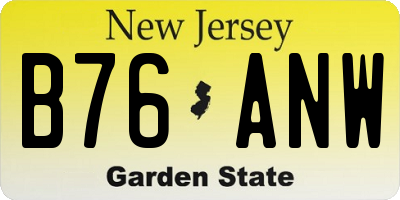 NJ license plate B76ANW