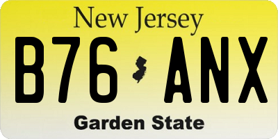NJ license plate B76ANX