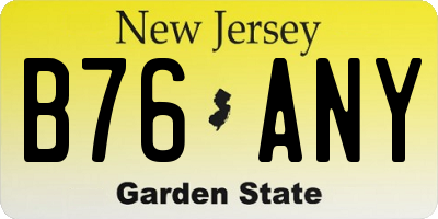NJ license plate B76ANY