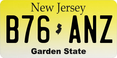 NJ license plate B76ANZ