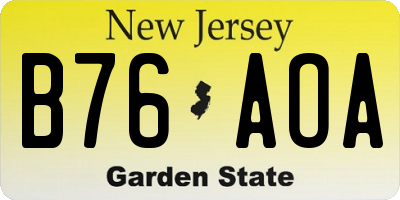 NJ license plate B76AOA