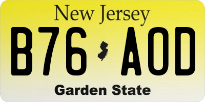 NJ license plate B76AOD