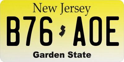 NJ license plate B76AOE