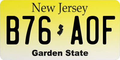 NJ license plate B76AOF