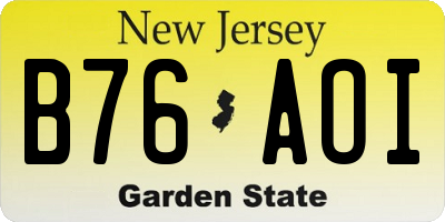 NJ license plate B76AOI