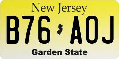 NJ license plate B76AOJ