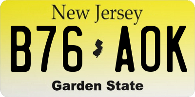 NJ license plate B76AOK