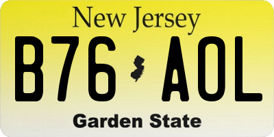 NJ license plate B76AOL