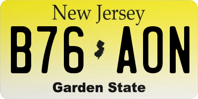 NJ license plate B76AON