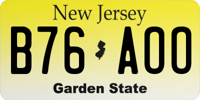 NJ license plate B76AOO
