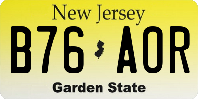 NJ license plate B76AOR