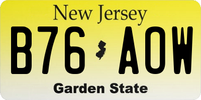 NJ license plate B76AOW