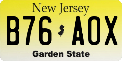 NJ license plate B76AOX