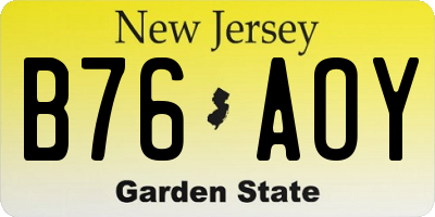 NJ license plate B76AOY