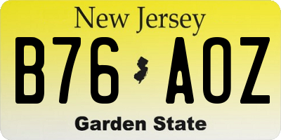 NJ license plate B76AOZ