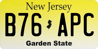 NJ license plate B76APC
