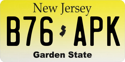 NJ license plate B76APK