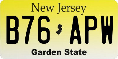 NJ license plate B76APW