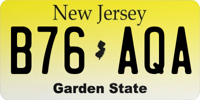 NJ license plate B76AQA