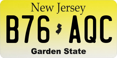 NJ license plate B76AQC