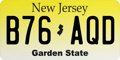 NJ license plate B76AQD