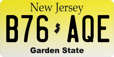 NJ license plate B76AQE